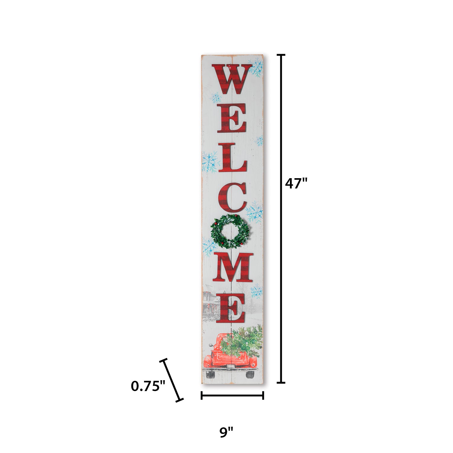 Christmas Holiday Porch Sign with Red Antique Truck and Wreath